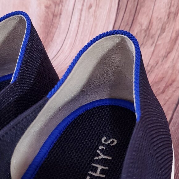 Rothys Womens Size 11 The Original Slip On Sneakers Navy Blue Knit Shoes - Picture 8 of 15